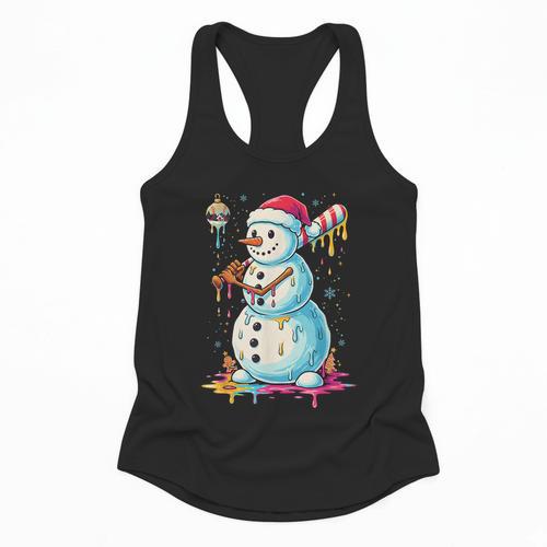Christmas Baseball Snowman Drip For Boys Men Girls Women Flowy Tank - Sportilla