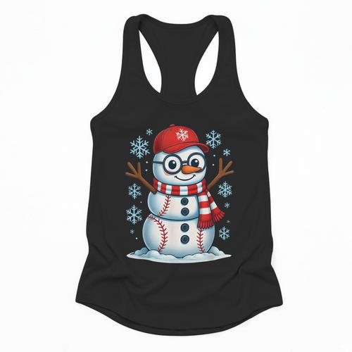 Christmas Baseball Snowman Xmas Pajamas Women Men Boys Flowy Tank - Sportilla