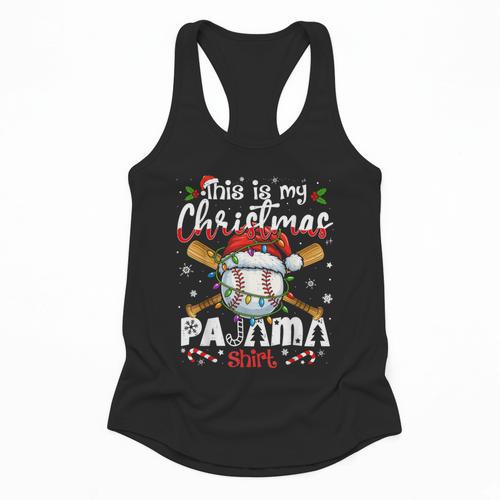 This Is My Christmas Pajama Shirt Baseball Xmas PJs Boys Men Flowy Tank - Sportilla
