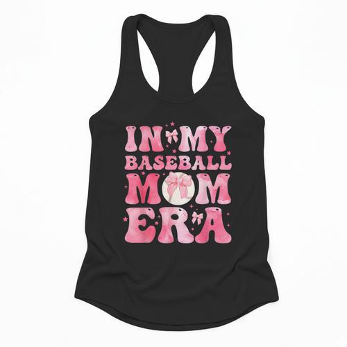 Coquette Bow In My Baseball Mom Era Baseball Mama Mother Day Flowy Tank - Sportilla