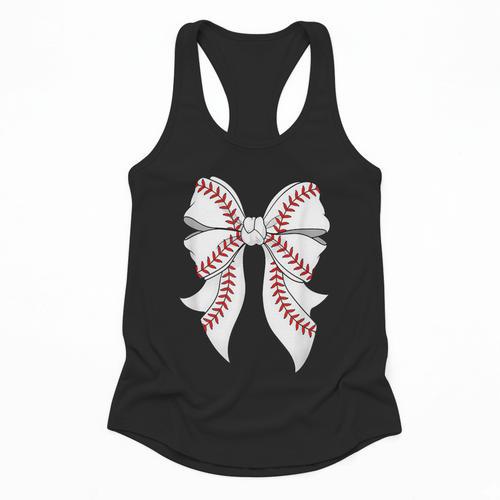 Cute Baseball Coquette Bow For Women Girls Baseball Mama Mom Flowy Tank - Sportilla