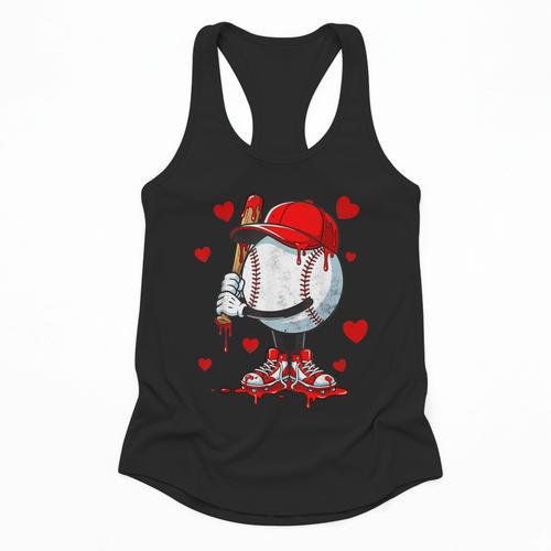 Cute Dripping Baseball Lover Valentines Day Boys Kids Flowy Tank - Sportilla
