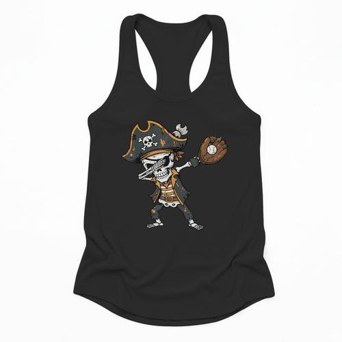 Dabbing Pirate Skeleton Baseball Dab Costume Boys Kids Men Flowy Tank - Sportilla