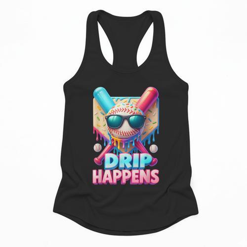 Drip Happens Baseball Ice Cream Bat And Ball With Sunglasses Flowy Tank - Sportilla