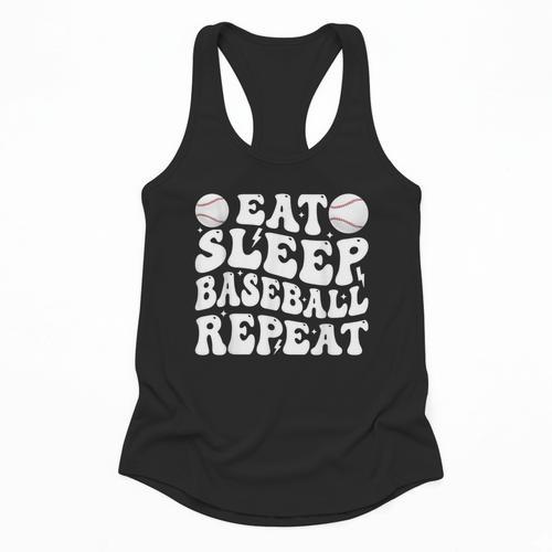 Eat Sleep Baseball Repeat Baseball Lover Baseball Mom Girls Flowy Tank - Sportilla