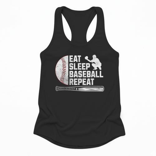 Eat Sleep Baseball Repeat Baseball Player Men Boys Flowy Tank - Sportilla