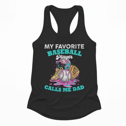 My Favorite Baseball Player Calls Me Dad Ice Cream Drip Flowy Tank - Sportilla
