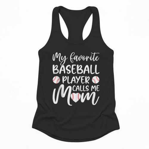My Favorite Baseball Player Calls Me Mom For Baseball Mom Flowy Tank - Sportilla
