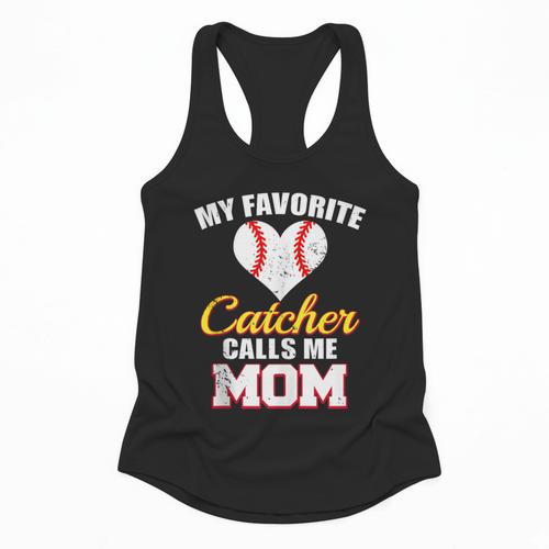 My Favorite Catcher Calls Me Mom Catcher Baseball Mom Heart Flowy Tank - Sportilla