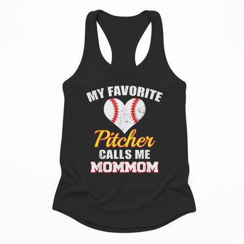 My Favorite Pitcher Calls Me MomMom Pitcher Baseball Mom Mom Flowy Tank - Sportilla