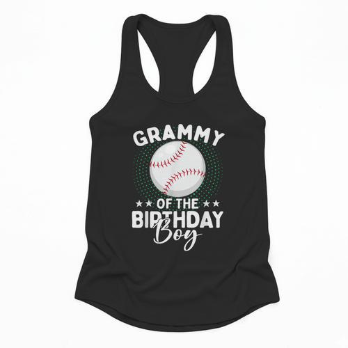 Grammy Of The Birthday Boy Baseball Player Birthday Flowy Tank - Sportilla