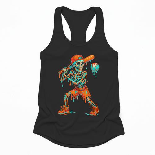 Halloween Baseball Skeleton Ice Cream Drip Baseball Boys Kid Flowy Tank - Sportilla