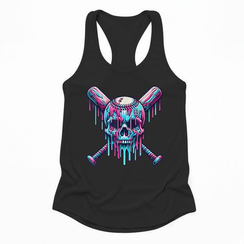 Halloween Baseball Skull Drip Baseball Lifestyle Boy Men Flowy Tank - Sportilla