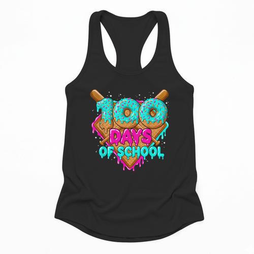 Happy 100 Days Of School Costume Baseball Drip Ice Cream Flowy Tank - Sportilla