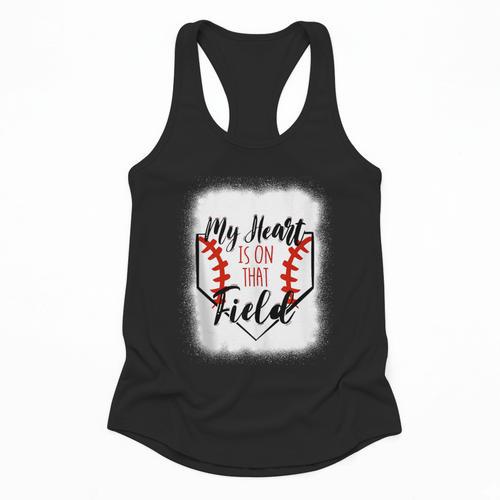 My Heart Is On That Field Baseball Mom Momm Flowy Tank - Sportilla