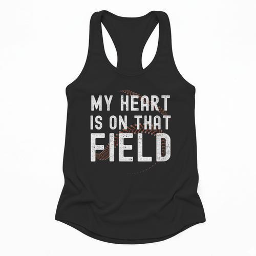 My Heart Is On That Field Baseball Softball Dad Father Flowy Tank - Sportilla