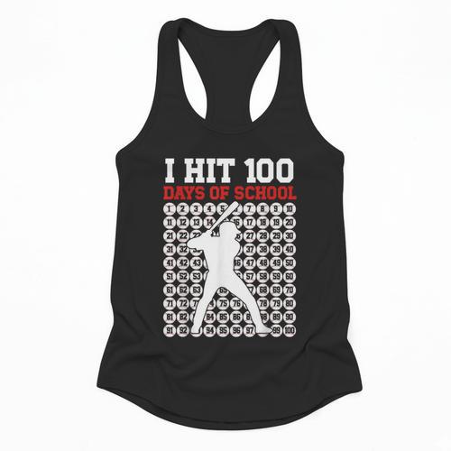 I Hit 100 Days Of School Baseball 100 Day Of School Flowy Tank - Sportilla