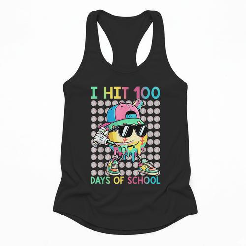 I Hit 100 Days Of School Baseball Drip 100th Day Of School Flowy Tank - Sportilla