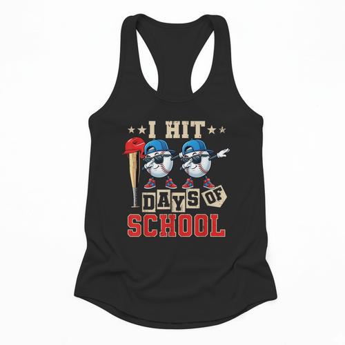 I Hit 100 Days Of School Baseball Kids Boy Teacher 100th Day Flowy Tank - Sportilla