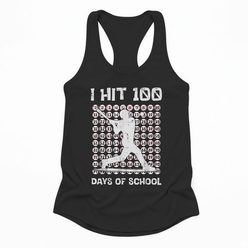 I Hit 100 Days Of School Baseball Player 100th Day Boys Kids Flowy Tank - Sportilla