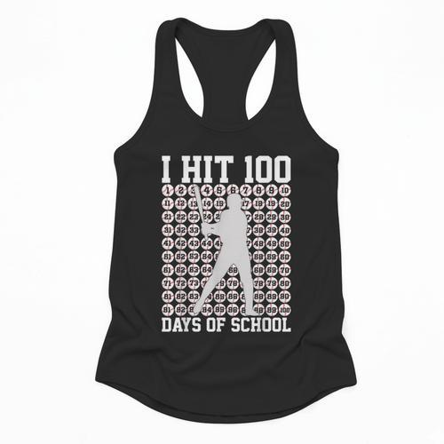 I Hit 100 Days Of School Boys Kids 100th Day Balls Baseball Flowy Tank - Sportilla