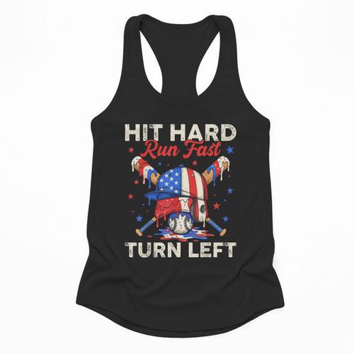 Hit Hard Run Fast Turn Left Baseball Cream Drip Crossed Bats Flowy Tank - Sportilla