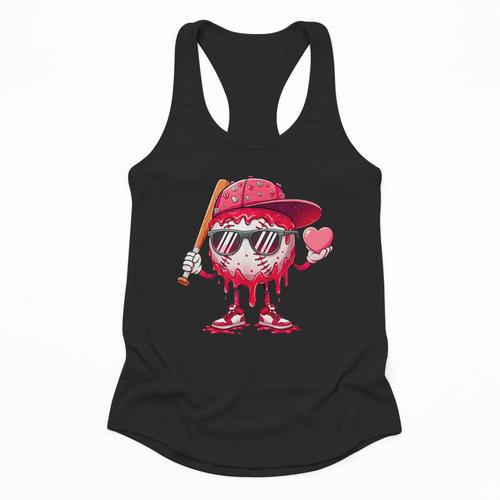 Ice Cream Drip Baseball Valentine's Day Spots Baseball Drip Flowy Tank - Sportilla