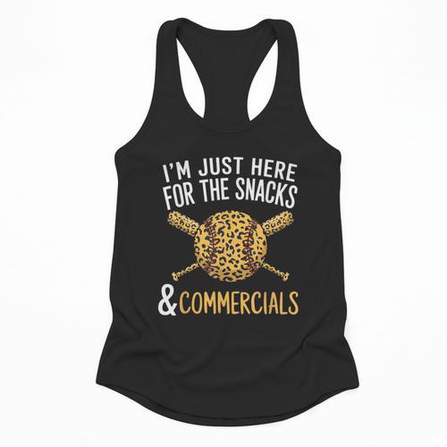 I'm Just Here For The Snacks And Commercials Baseball Flowy Tank - Sportilla