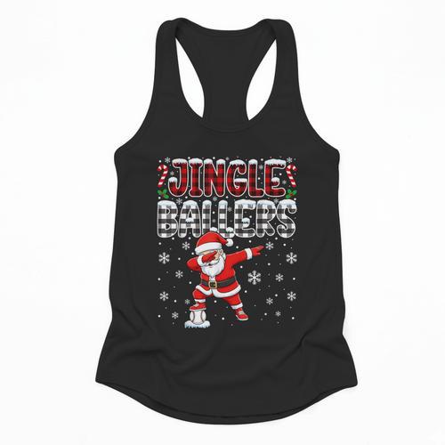 Jingle Ballers Plaid Santa Dabbing Baseball Christmas Flowy Tank - Sportilla