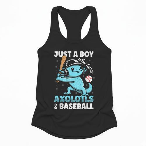 Just A Boy Who Loves Axolotls & Baseball Flowy Tank - Sportilla