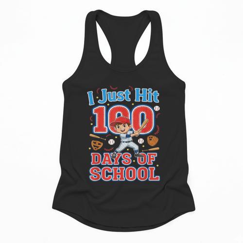 I Just Hit 100 Days Of School Baseball 100th Day Boys Kids Flowy Tank - Sportilla