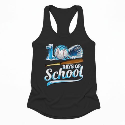 Kid 100 Days Of School Drip Baseball Ice Cream 100th Day Boy Flowy Tank - Sportilla