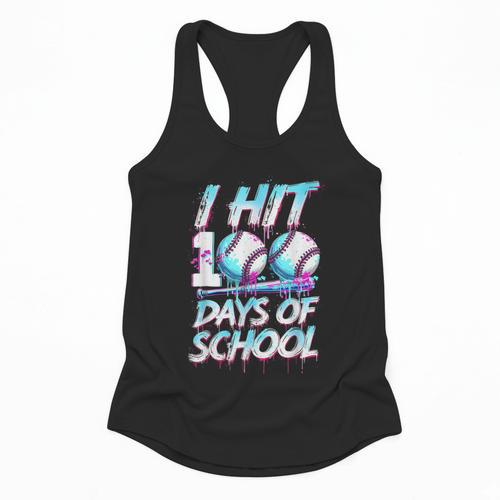Kids 100 Days Of School 100th Day Baseball Ice Cream Drip Flowy Tank - Sportilla
