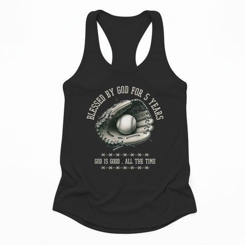 Kids Blessed By God For 5 Years Old Baseball 5th Birthday Flowy Tank - Sportilla