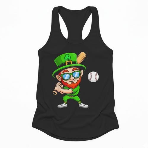 Kids St Patricks Day Shirt Leprechaun Baseball Boys Men Flowy Tank - Sportilla