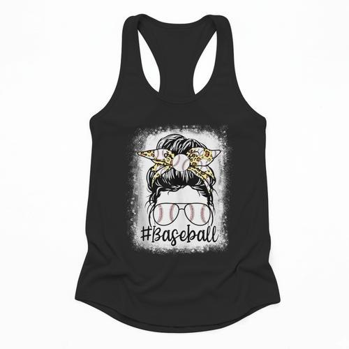 Leopard Messy Bun Mom Mother's Day Baseball Mommy Flowy Tank - Sportilla