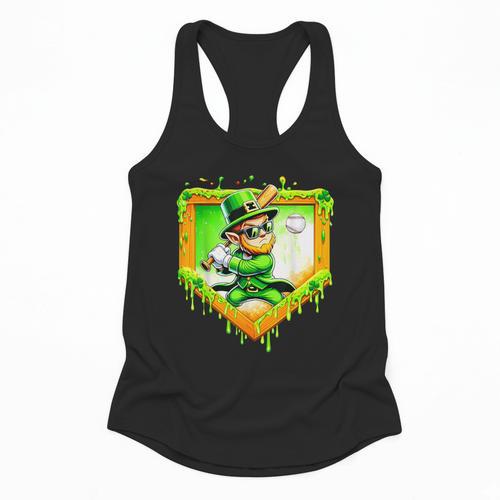 Leprechaun Baseball St Patricks Day Ice Cream Drip Men Boys Flowy Tank - Sportilla