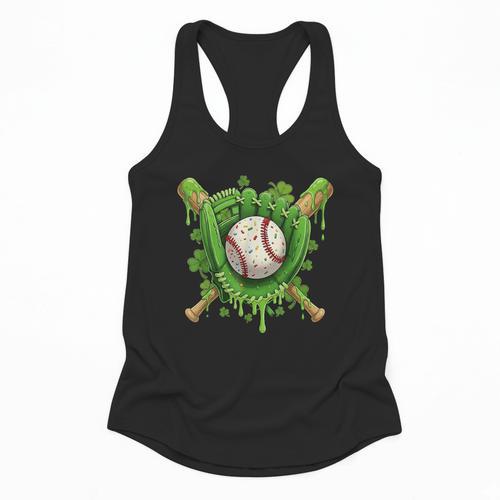 Lucky Shamrock Baseball Gloves Drip St Patrick's Day Boys Flowy Tank - Sportilla