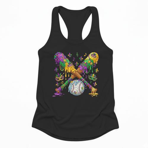 Mardi Gras Baseball Drip Shirt Cool Dripping Baseball Drip Flowy Tank - Sportilla