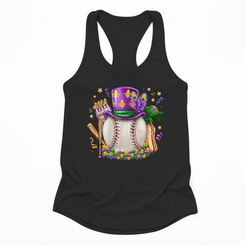 Mardi Gras Baseball Jester Hat Fleur De Lis Boys Girls Kids Flowy Tank - Sportilla