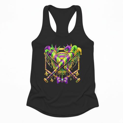 Mardi Gras Baseball Jester Hat New Orleans Men Women Kid Flowy Tank - Sportilla