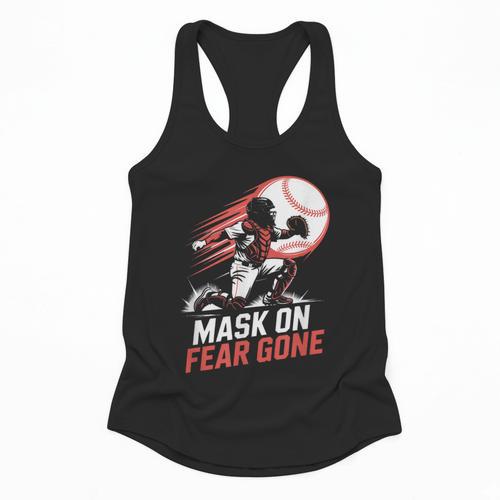 Mask On Fear Gone Baseball Catcher Softball Flowy Tank - Sportilla