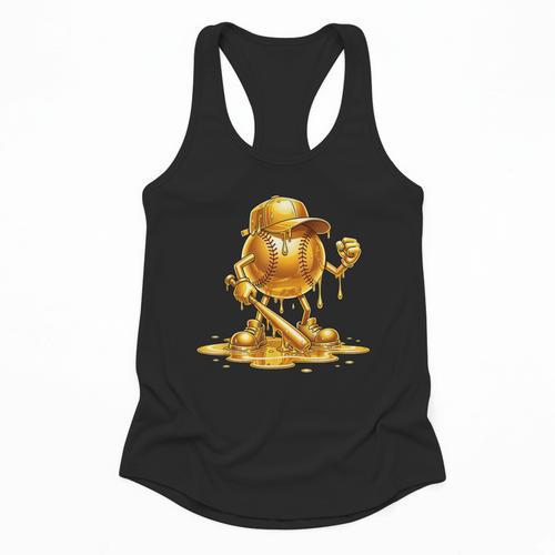 Melting Baseball Mascot Slugger Bat Cap Cartoon Flowy Tank - Sportilla
