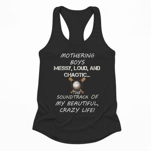 Mothering Boys Messy Loud Chaotic Baseball Mom Flowy Tank - Sportilla
