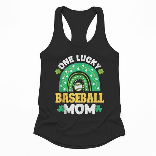 One Lucky Baseball Mom St Patricks Day Rainbow Mother Mama Flowy Tank - Sportilla
