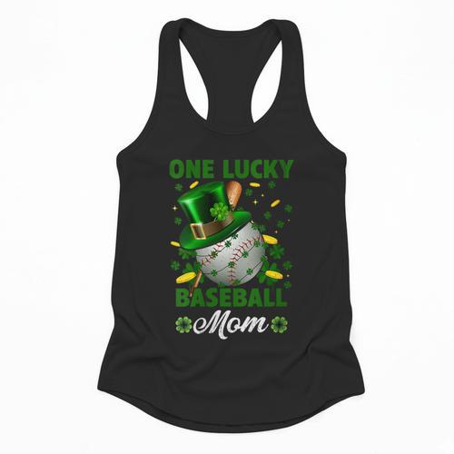 One Lucky Baseball Mom St Patricks Day One Lucky Mom Women Flowy Tank - Sportilla