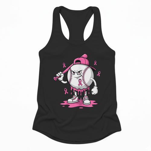 Pink Ribbon Baseball Breast Cancer Awareness Flowy Tank - Sportilla