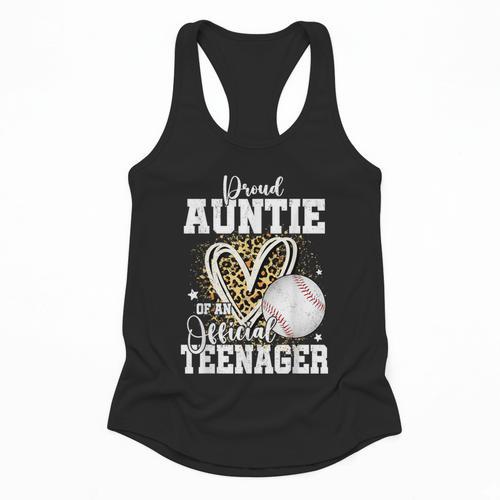 Proud Auntie Of An Official Teenager 13th Birthday Baseball Flowy Tank - Sportilla