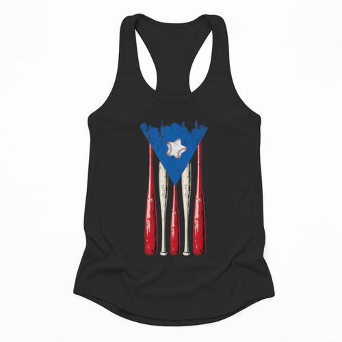 Puerto Rican Baseball Bats Puerto Rico Flag Pride BéIsbol Flowy Tank - Sportilla