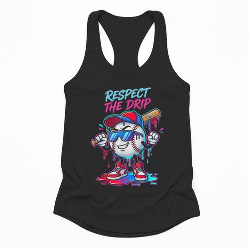 Respect The Drip Baseball Bat Sunglasses Mascot Flowy Tank - Sportilla